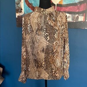 H&M Snake Print Skirt in Brown and Tan